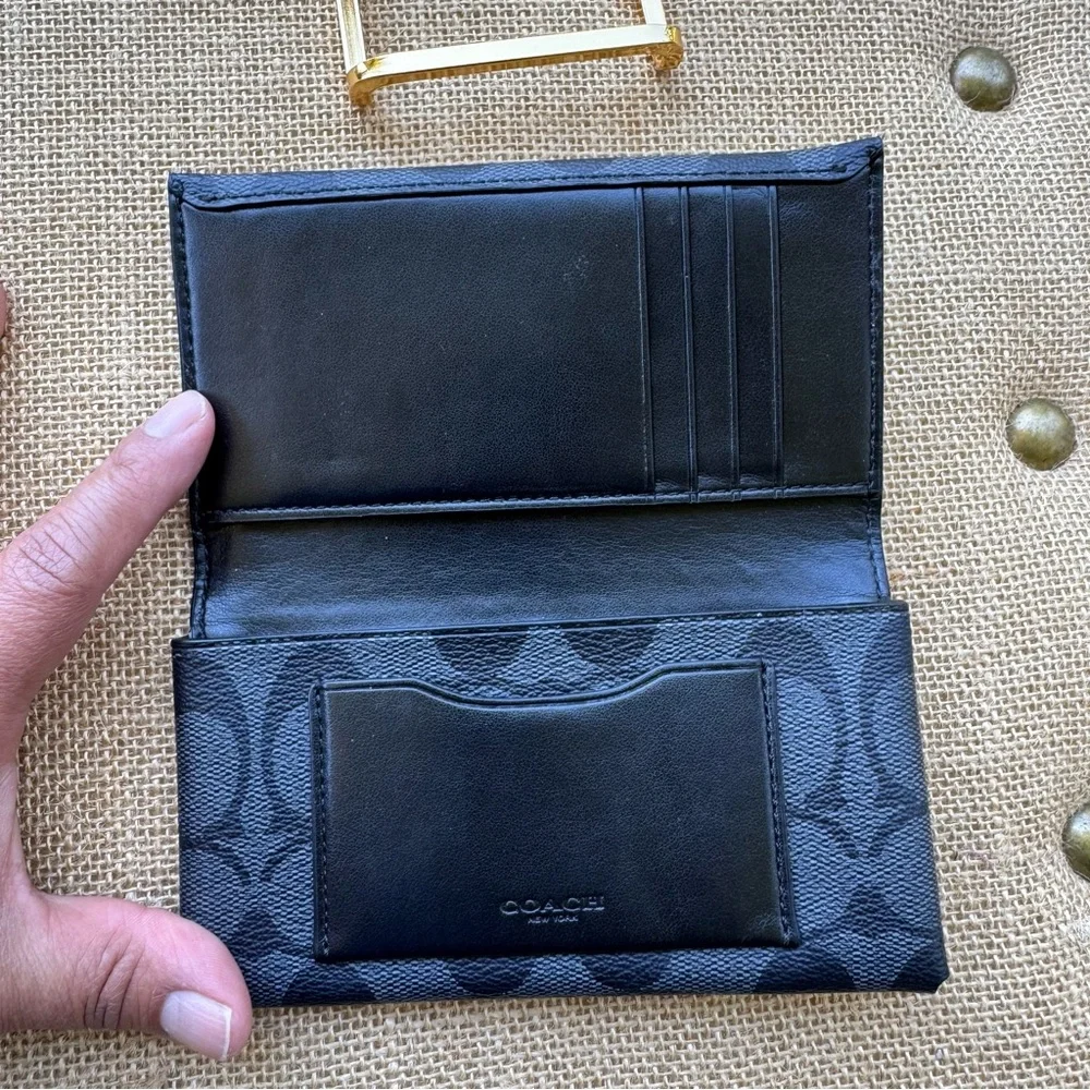 Coach Unisex Tech Phone Black and Gray Card Holder